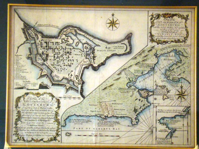 A fine and rare 18th century engraving entitlled "A Plan of the City & Fortifications of Louisberg" by Richard Gridley, Lt. Col. of Arillery, in 1745.